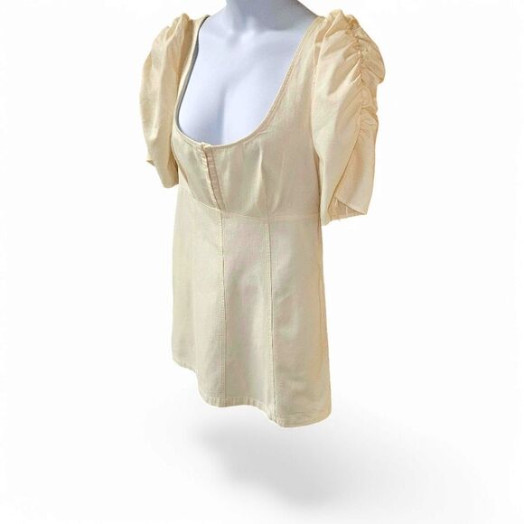 FREE PEOPLE Cheyenne Daytime Denim Ivory Mini Dress Size Large - Picture 7 of 16